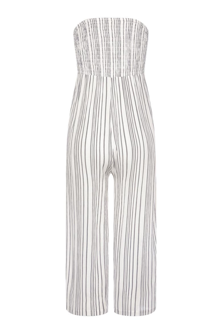 Tie Front Culotte Jumpsuit, Alternate, color, White & Grey