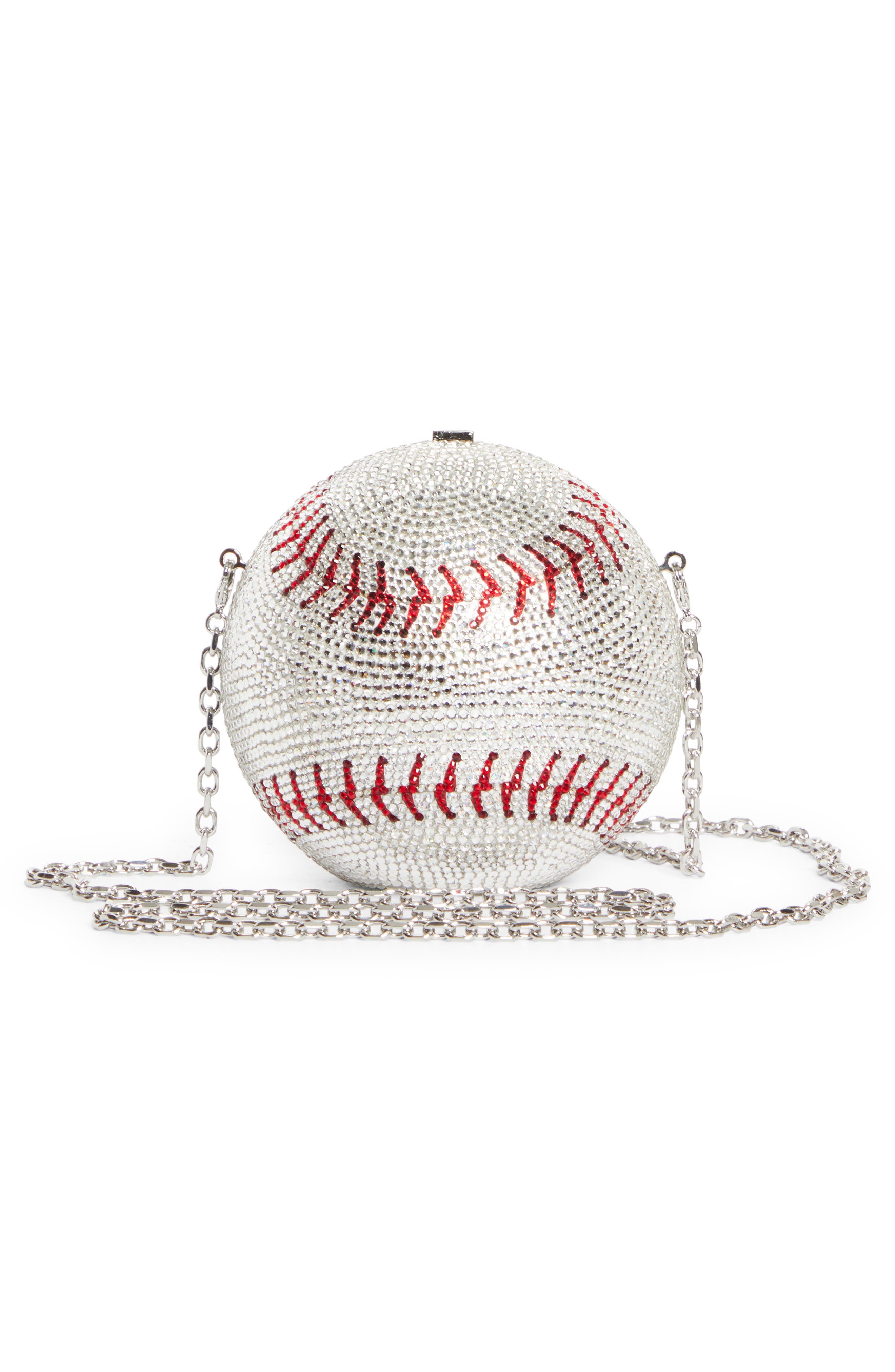 JUDITH LEIBER COUTURE MLB<sup>™</sup> New York Yankees Baseball Clutch, Alternate, color, Silver Rhine