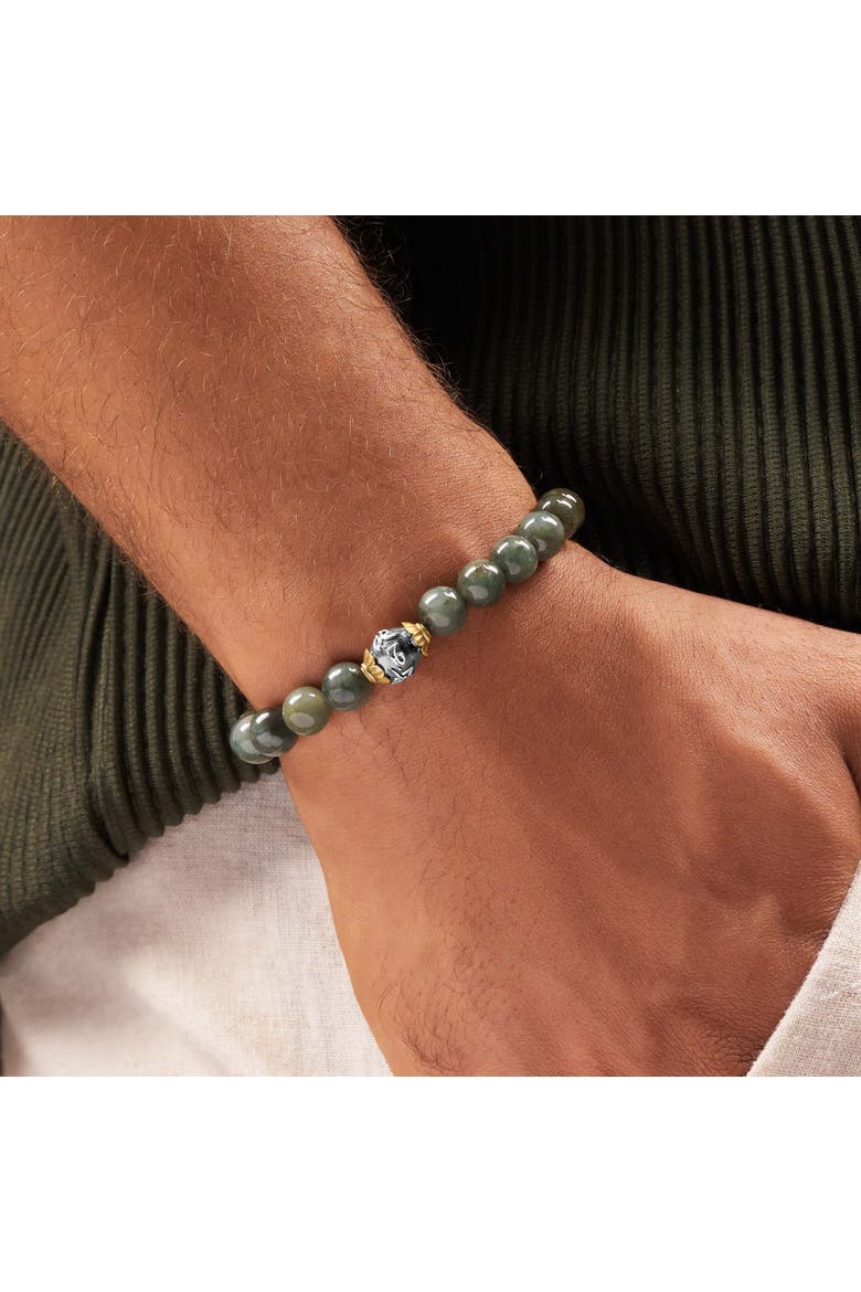 Men's Jade Mantra Sterling Silver Charm Beaded Bracelet Tranquil Spirit, Alternate, color, Green/Silver