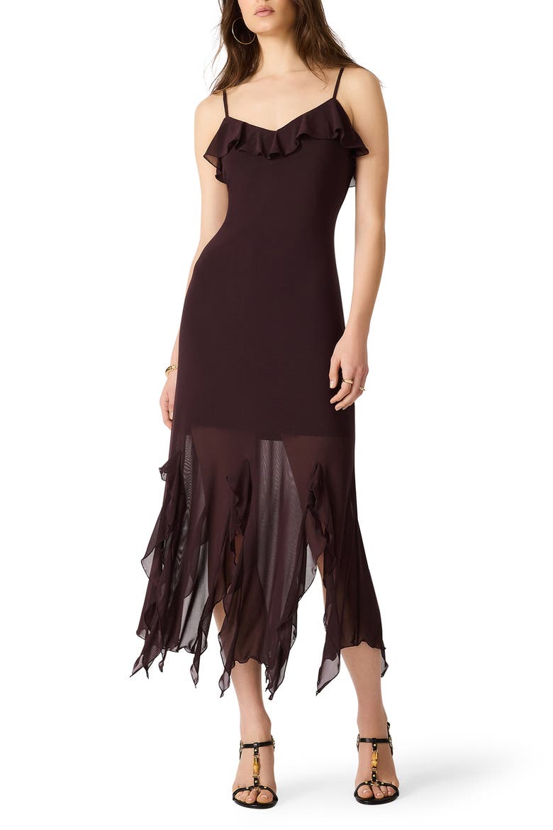 Mariane Ruffle Sleeveless Maxi Dress, Main, color, CHOCOLATE