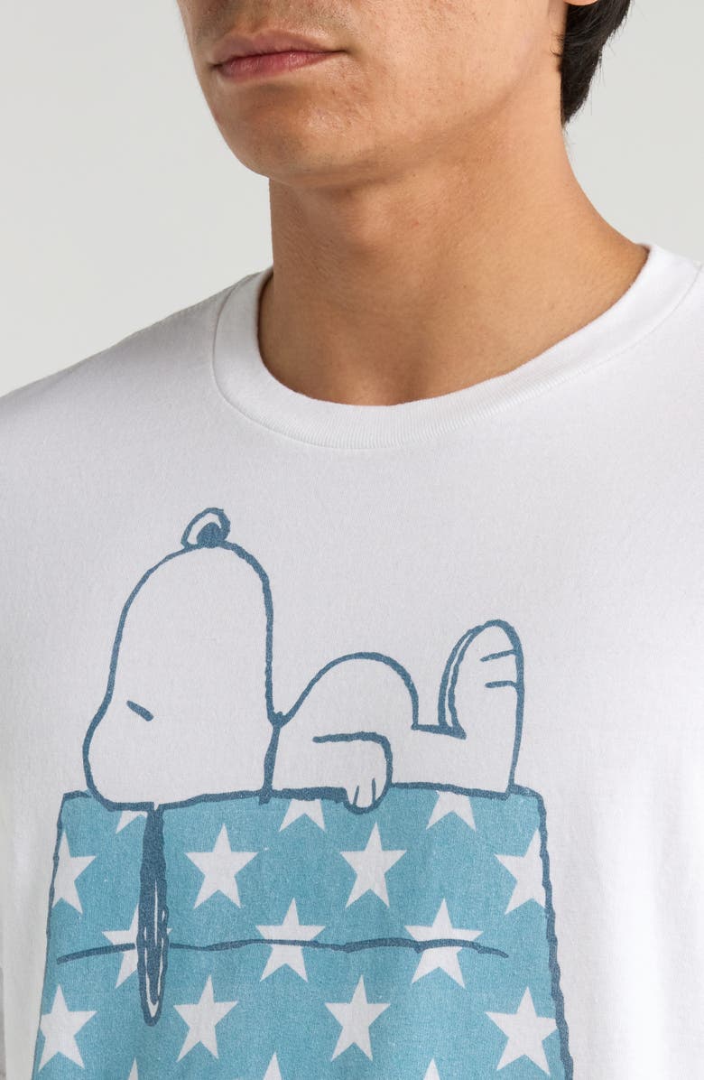 Junk Food Peanuts<sup
®</sup
Snoopy American Flag Oversize Cotton Graphic T-Shirt, Alternate, color, White