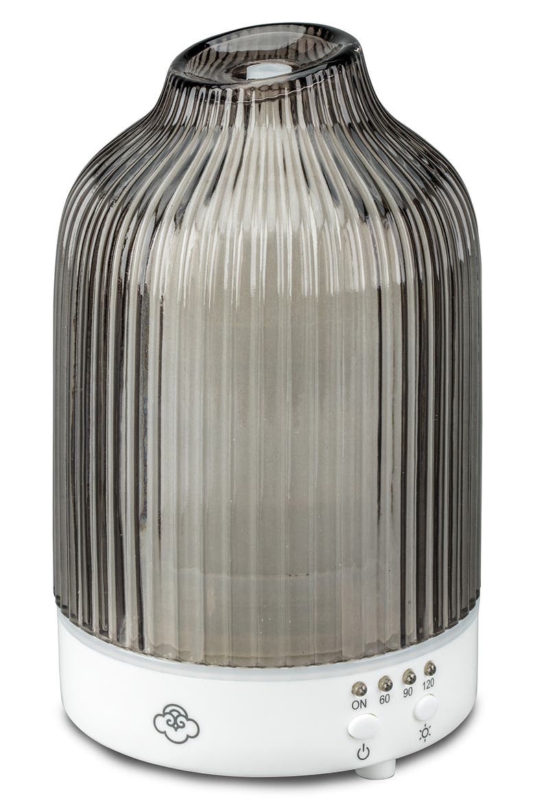 Fountain Glass Ultrasonic Aroma Diffuser, Main, color, GREY