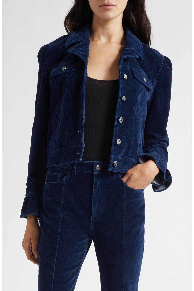 Deryn Crop Velvet Jacket, Main, color, ANNECY