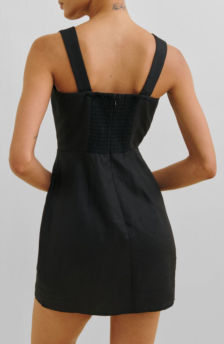 Reformation Celosia Sleeveless Linen Minidress, Alternate, color, Black