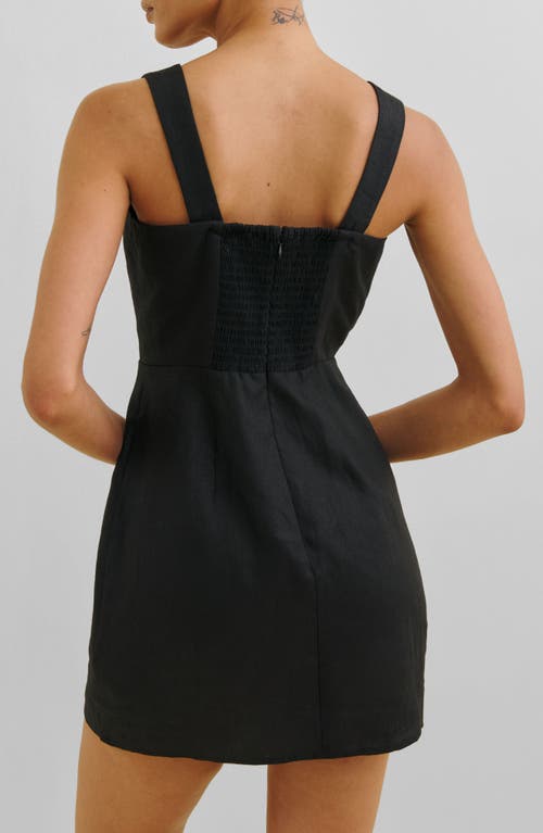 Reformation Celosia Sleeveless Linen Minidress In Black