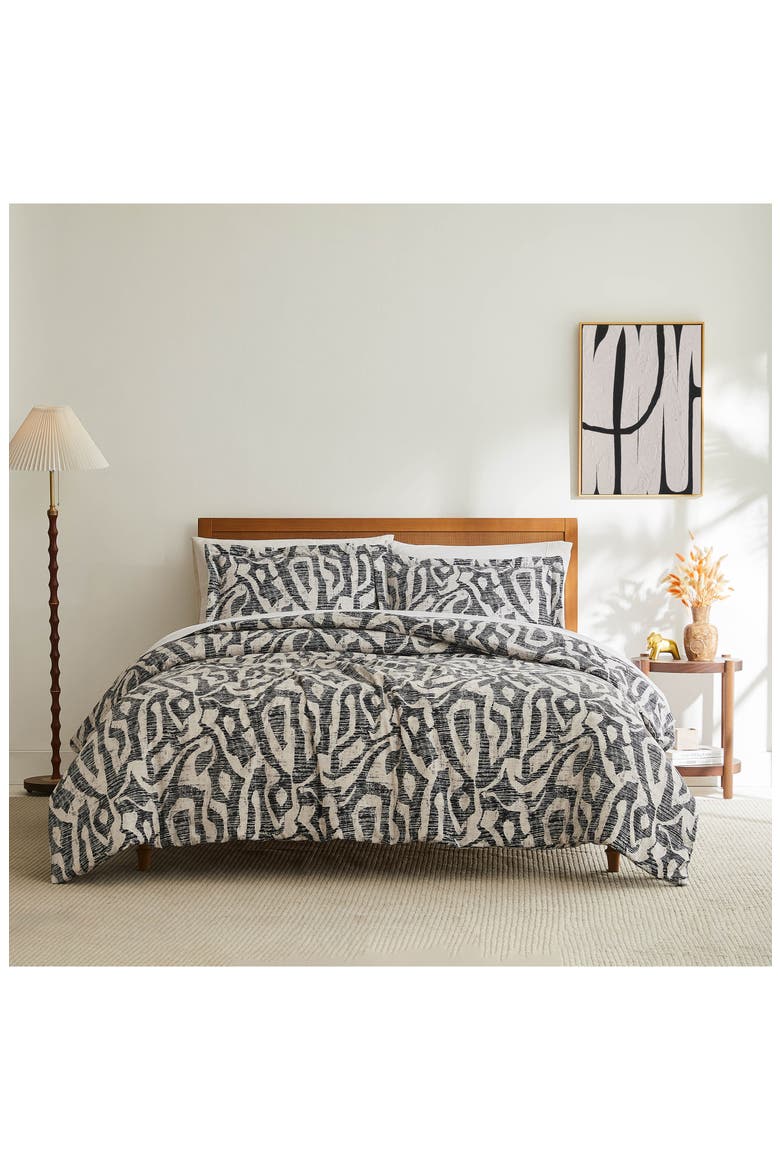 Khari Reversible Duvet & Sham Set, Alternate, color, CHARCOAL