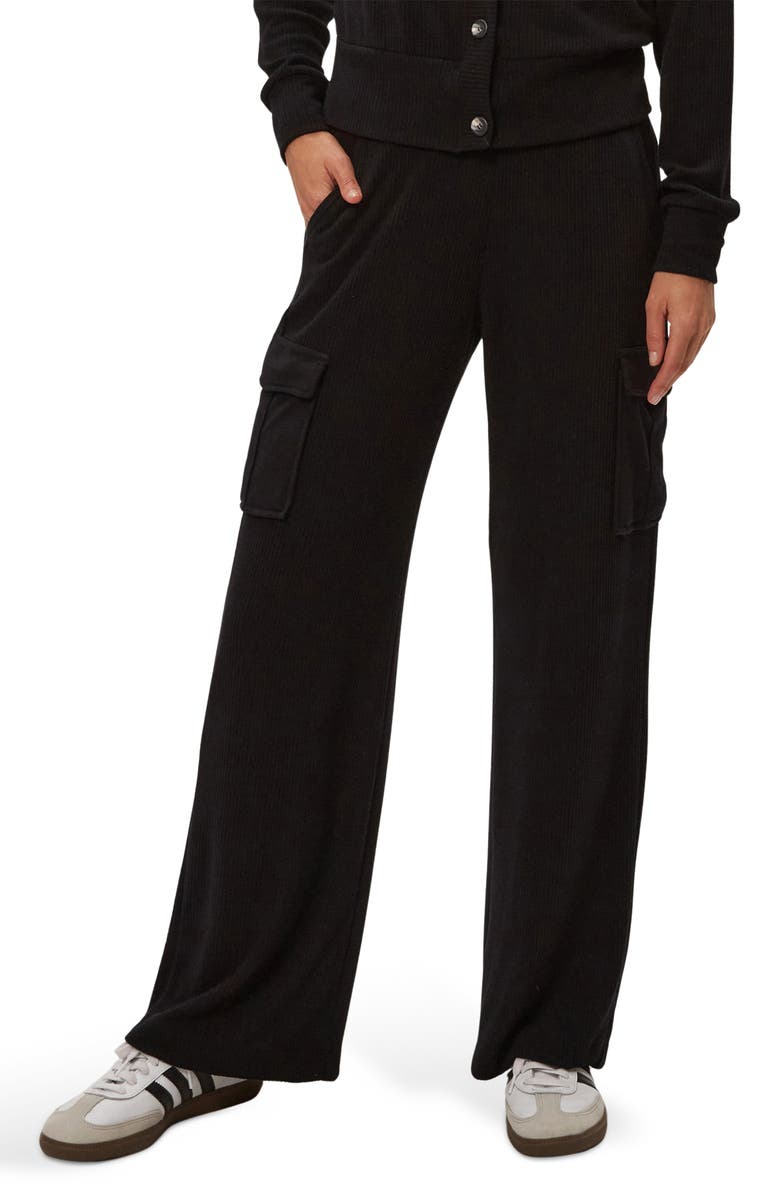 Michael Stars Avery Rib Cargo Pants, Main, color, Black