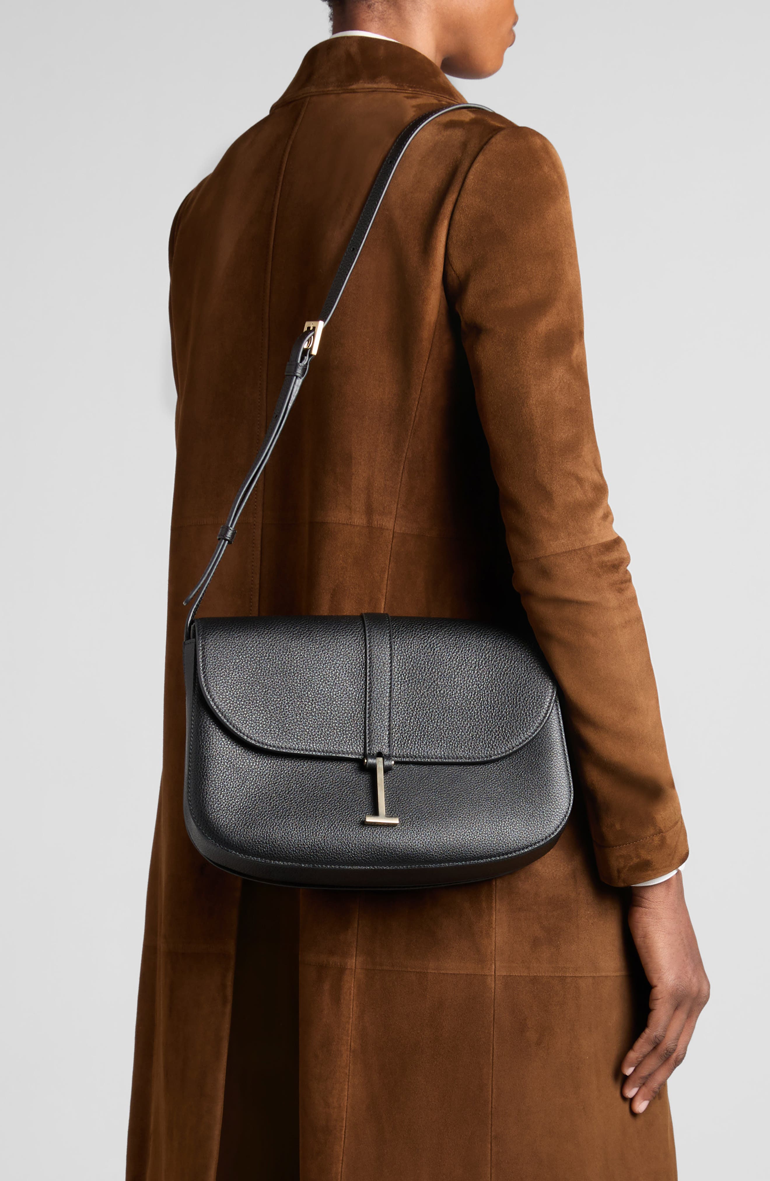 Medium Leather Crossbody Bag, Alternate, color, BLACK