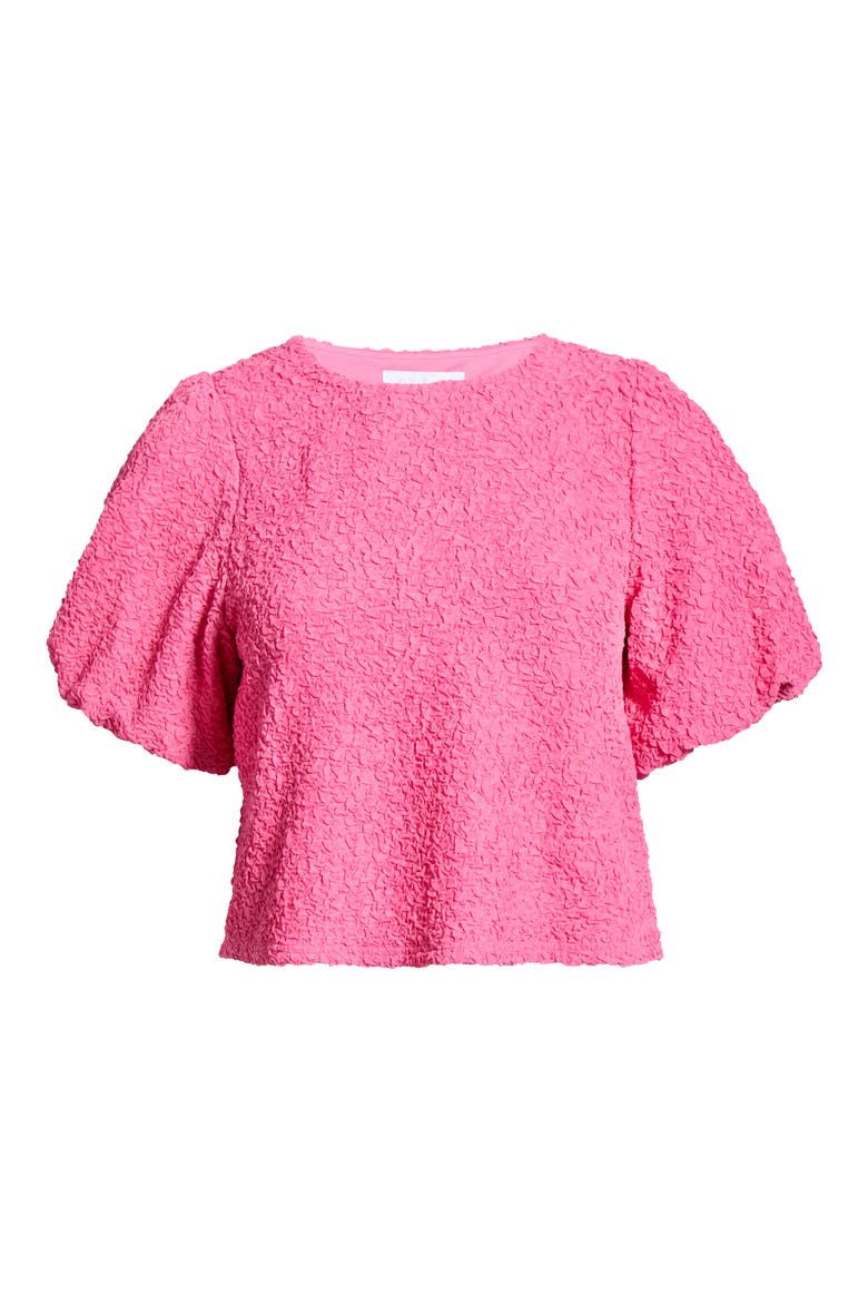 Bubble Sleeve Crop Top, Alternate, color, PINK