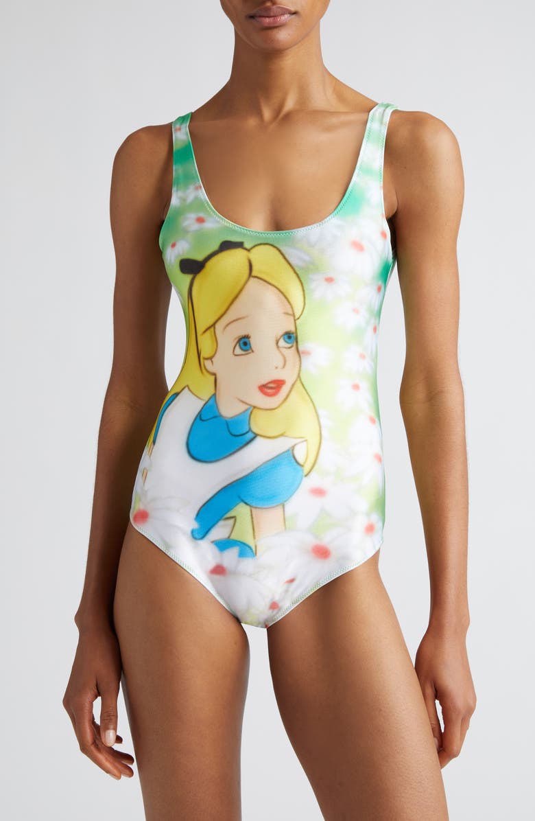 STOCKHOLM SURFBOARD CLUB x Disney 'Alice in Wonderland' Airbrush Graphic One-Piece Swimsuit, Main, color, Alice