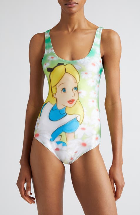 x Disney 'Alice in Wonderland' Airbrush Graphic One-Piece Swimsuit (Nordstrom Exclusive)