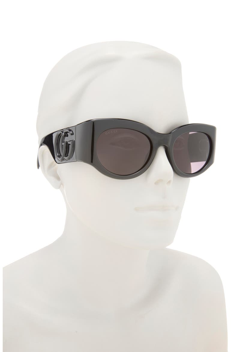 GG1544S 53mm Round Sunglasses, Alternate, color, BLACK BLACK GREY