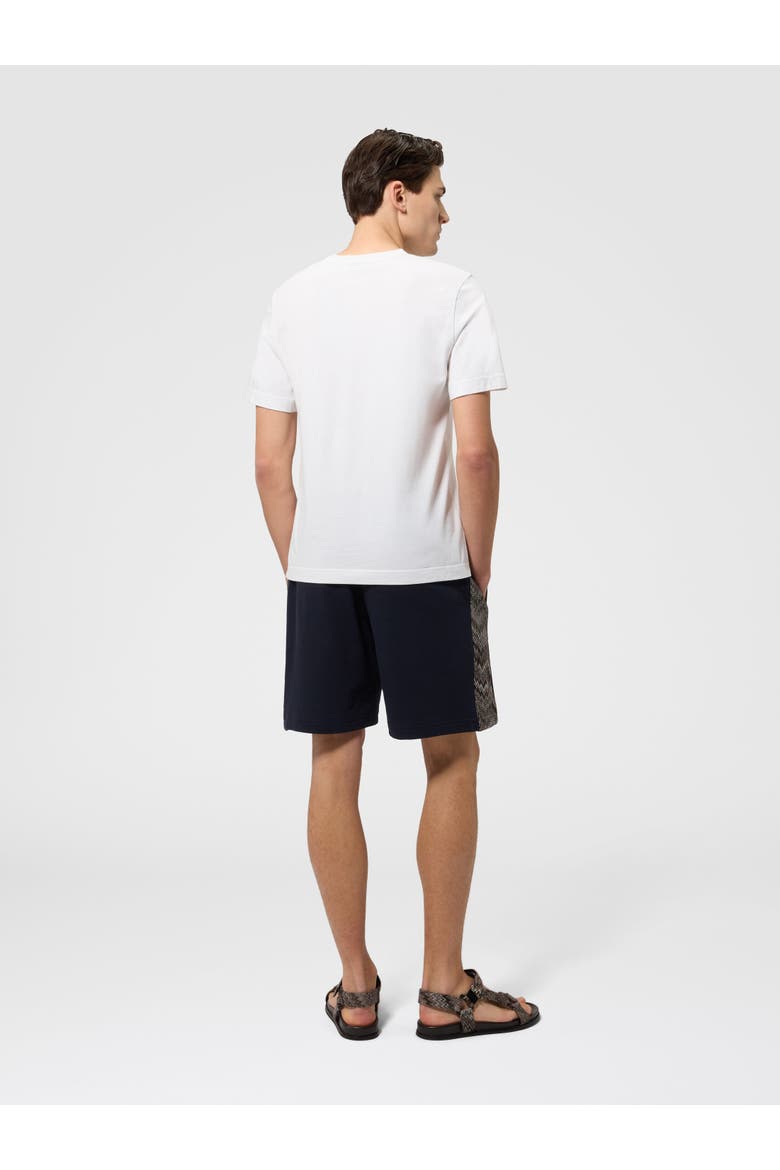 Cotton Fleece Shorts With Zigzag Insert, Alternate, color, Beige& White