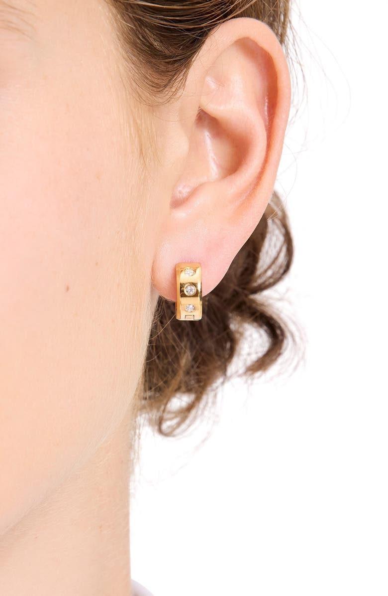 Kate Spade New York crystal chunky huggie hoop earrings, Alternate, color, Gold Clear