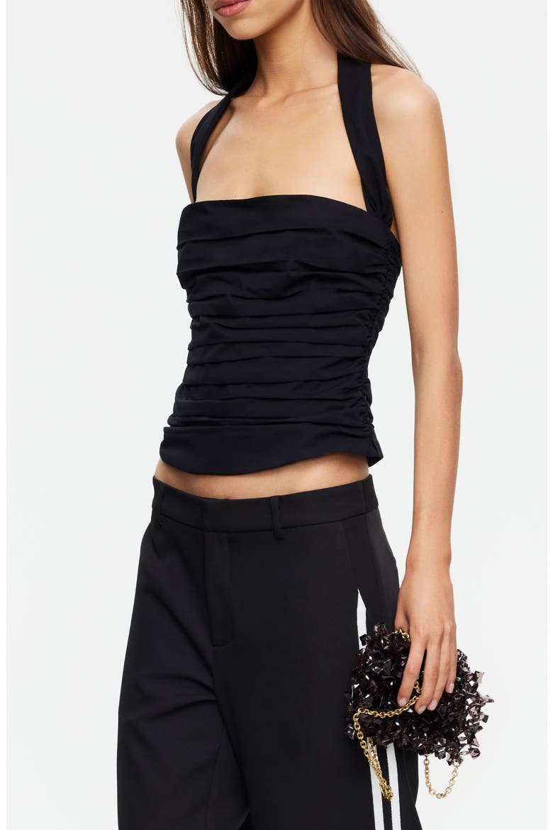 Amore Ruched Halter Top, Alternate, color, NOIR