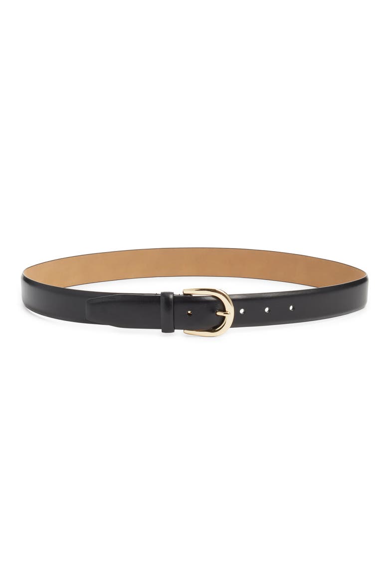 Melony Leather Belt, Main, color, BLACK- GOLD