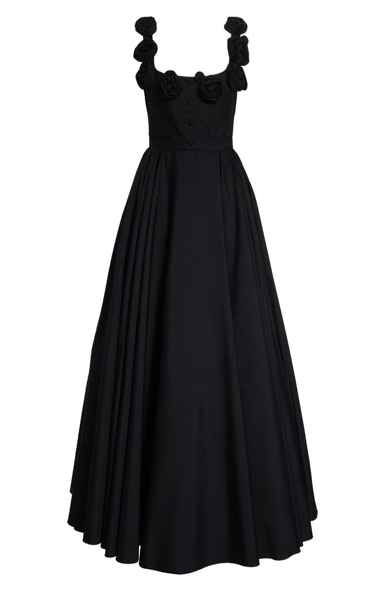 Giambattista Valli Rose Trim Fit & Flare Dress, Alternate, color, Black