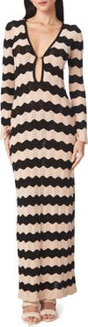 Capittana Ella Stripe Long Sleeve Knit Cover-Up Dress