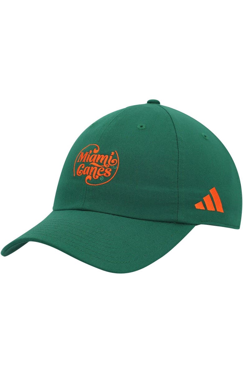adidas Men's adidas Green Miami Hurricanes Slouch Adjustable Hat, Main, color, Green