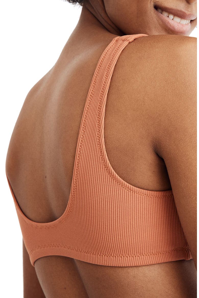 Second Wave Ribbed Henley Bikini Top, Alternate, color, DARK TOBACCO