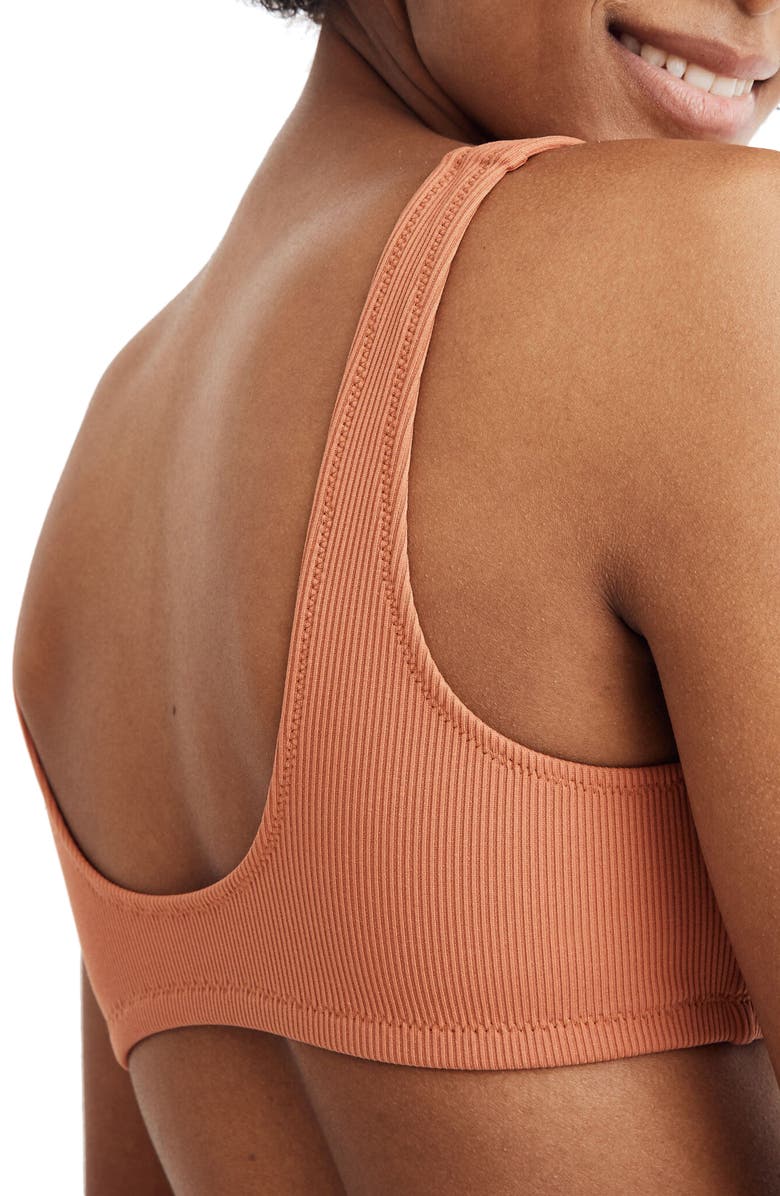 Madewell Second Wave Ribbed Henley Bikini Top, Alternate, color, 