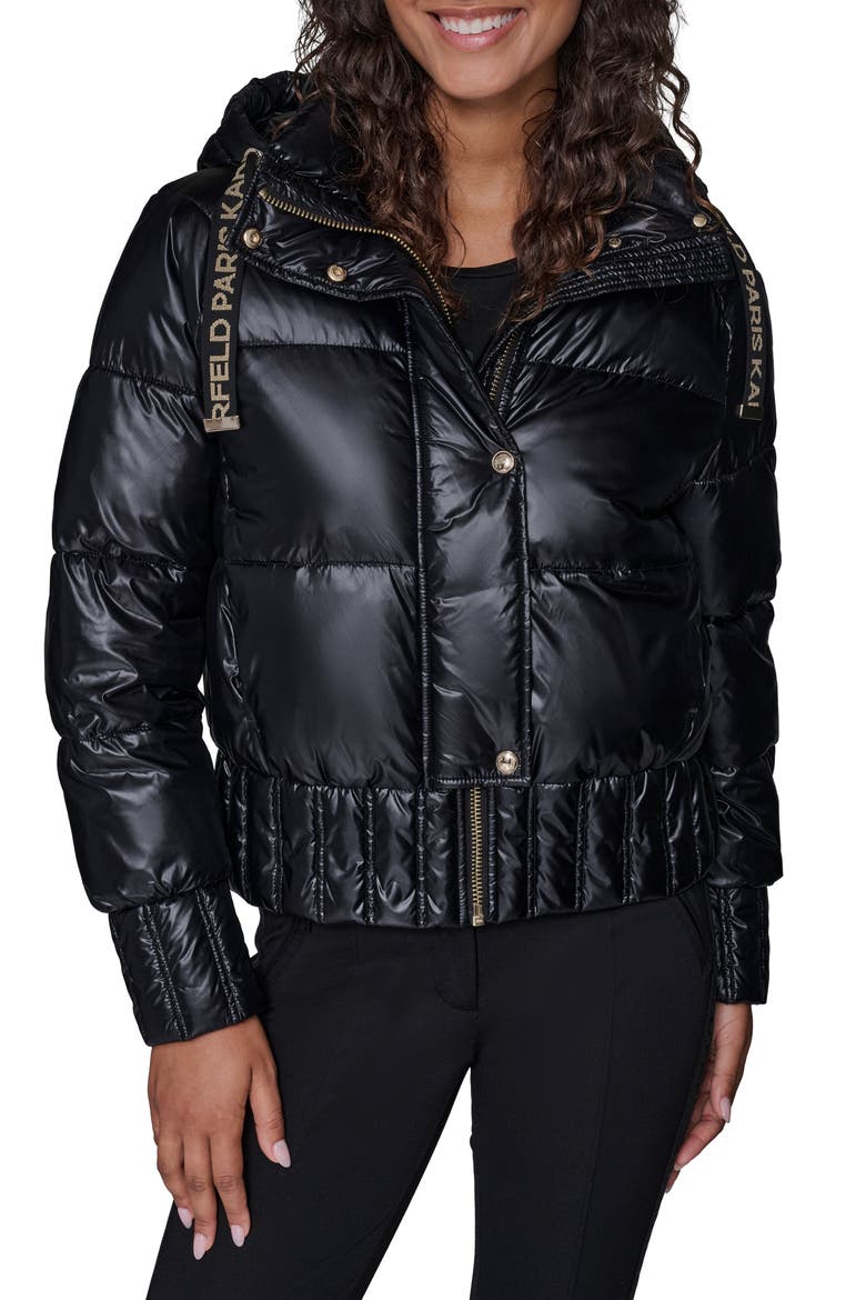 Crop Puffer Bomber Jacket, Main, color, BLACK