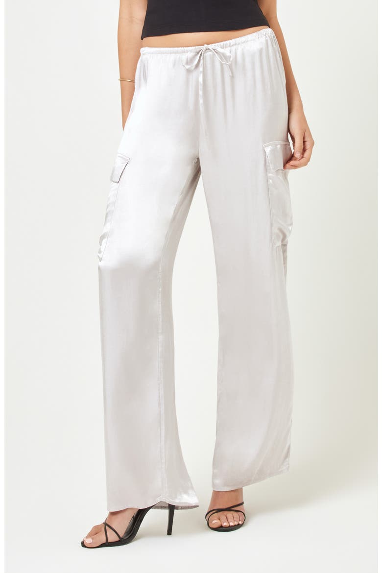 Sundown Satin Cover-Up Cargo Pants, Main, color, SILVER