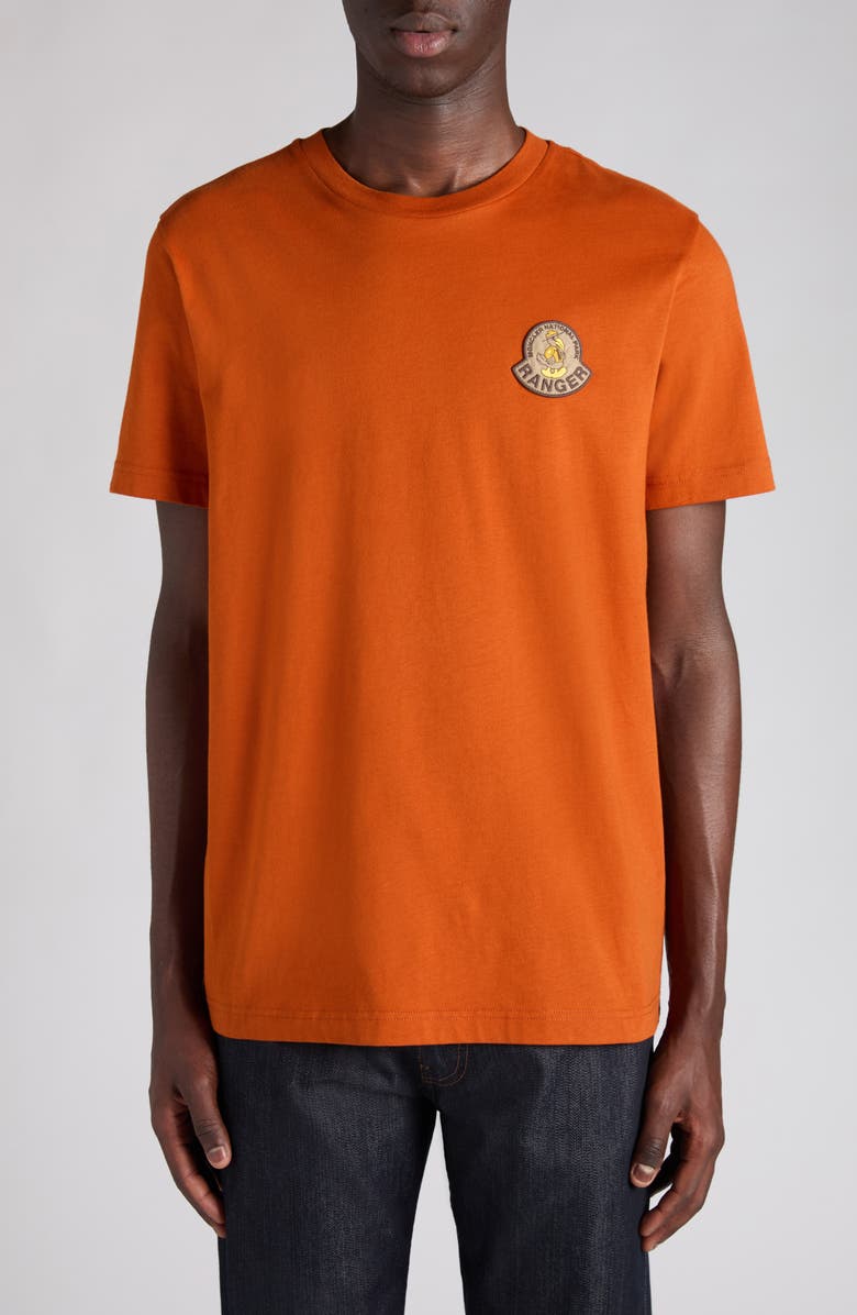 Moncler Logo Patch Cotton T-Shirt, Main, color, Potters Clay