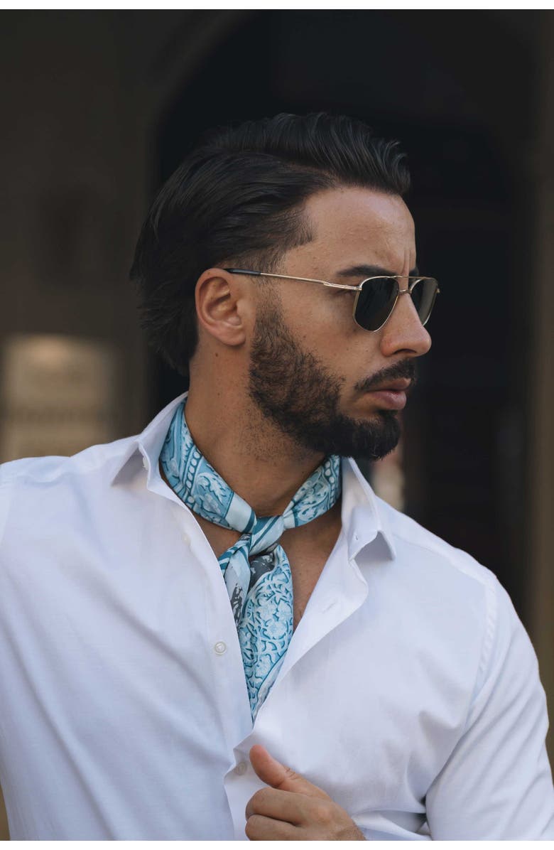 Elizabetta Orlando - Silk Neckerchief for Men, Main, color, Blue