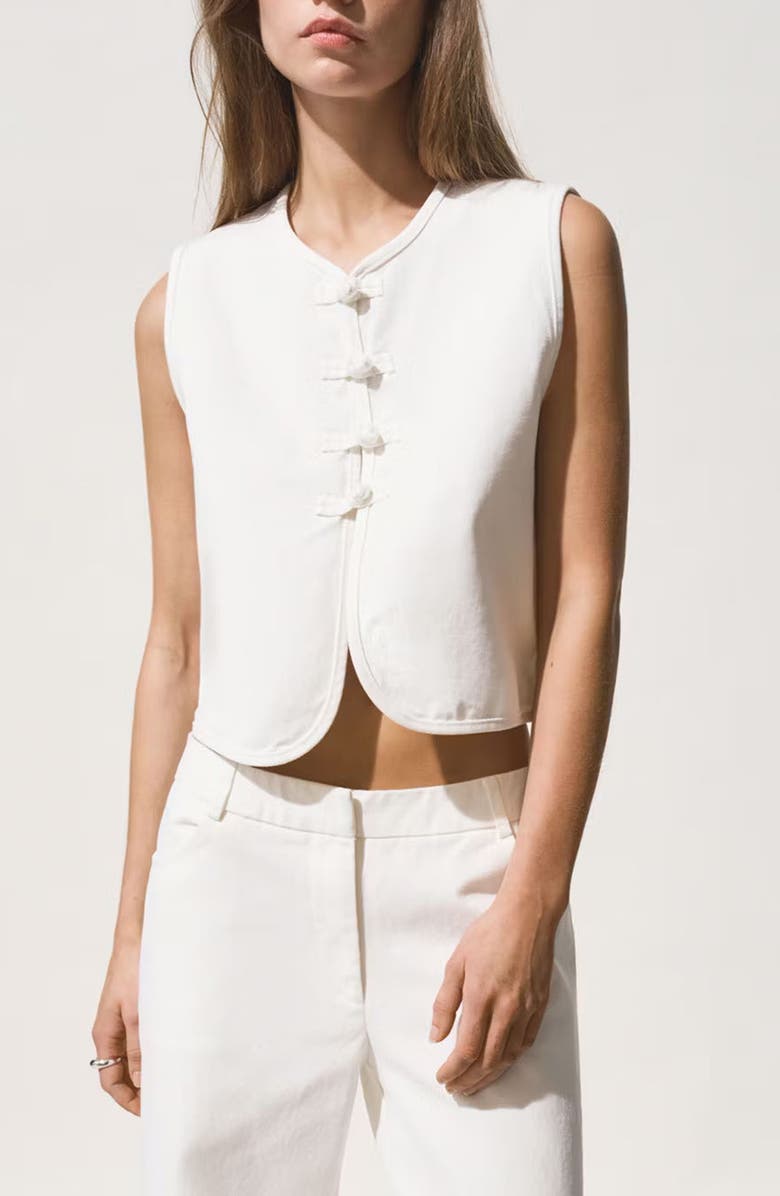 MANGO TEEN Denim Vest, Main, color, Off White