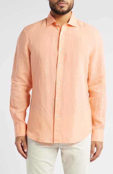 Bugatchi Axel Shaped Fit Linen Button-Up Shirt
