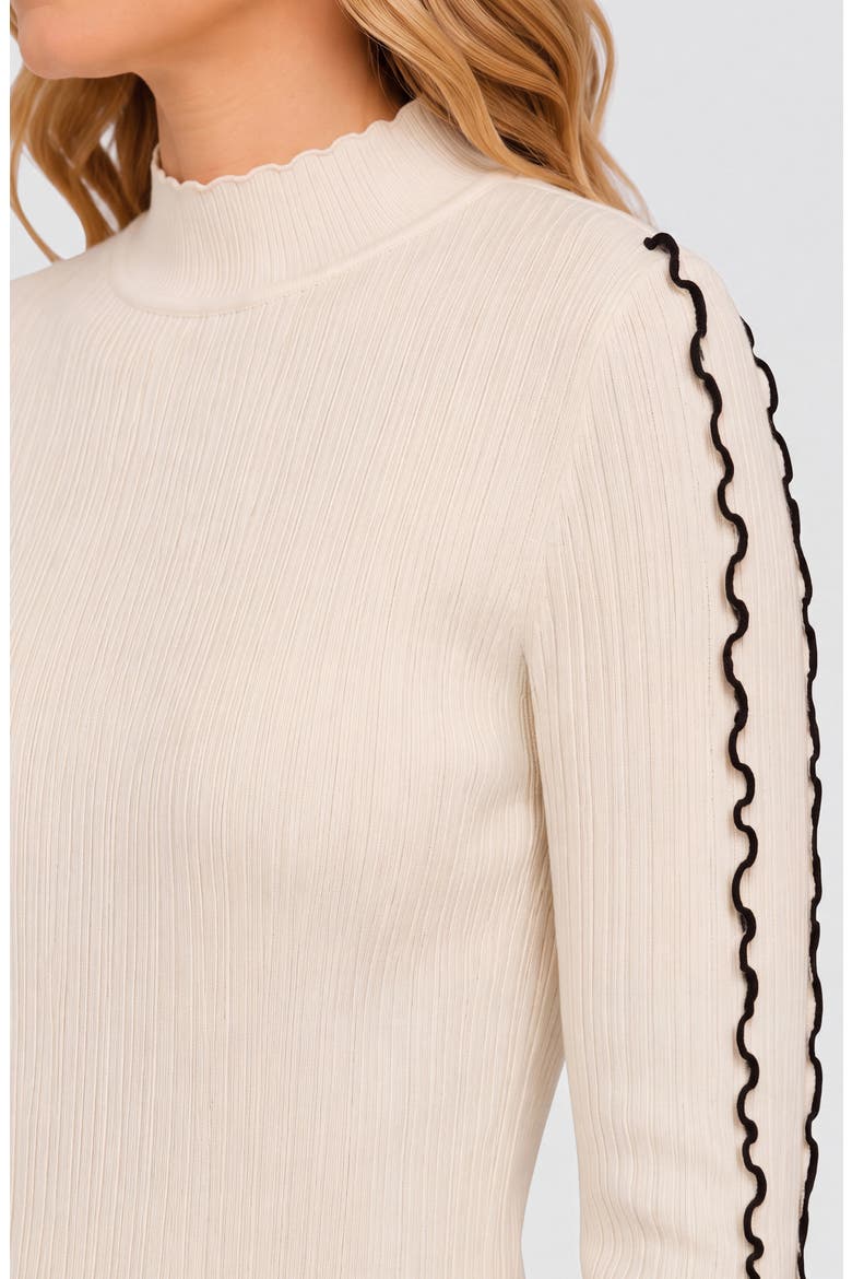 Mock Neck Rib Sweater, Alternate, color, CRM W/ BLACK