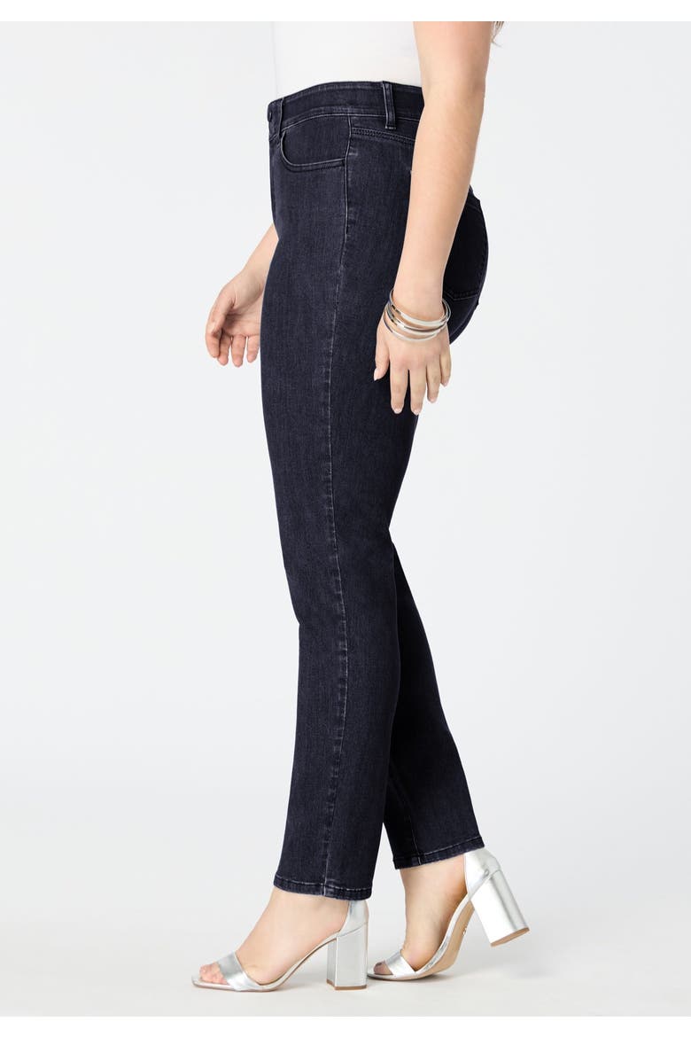 Plus Size High Rise Tummy Control Straight Leg Jeans, Alternate, color, DARK WASH