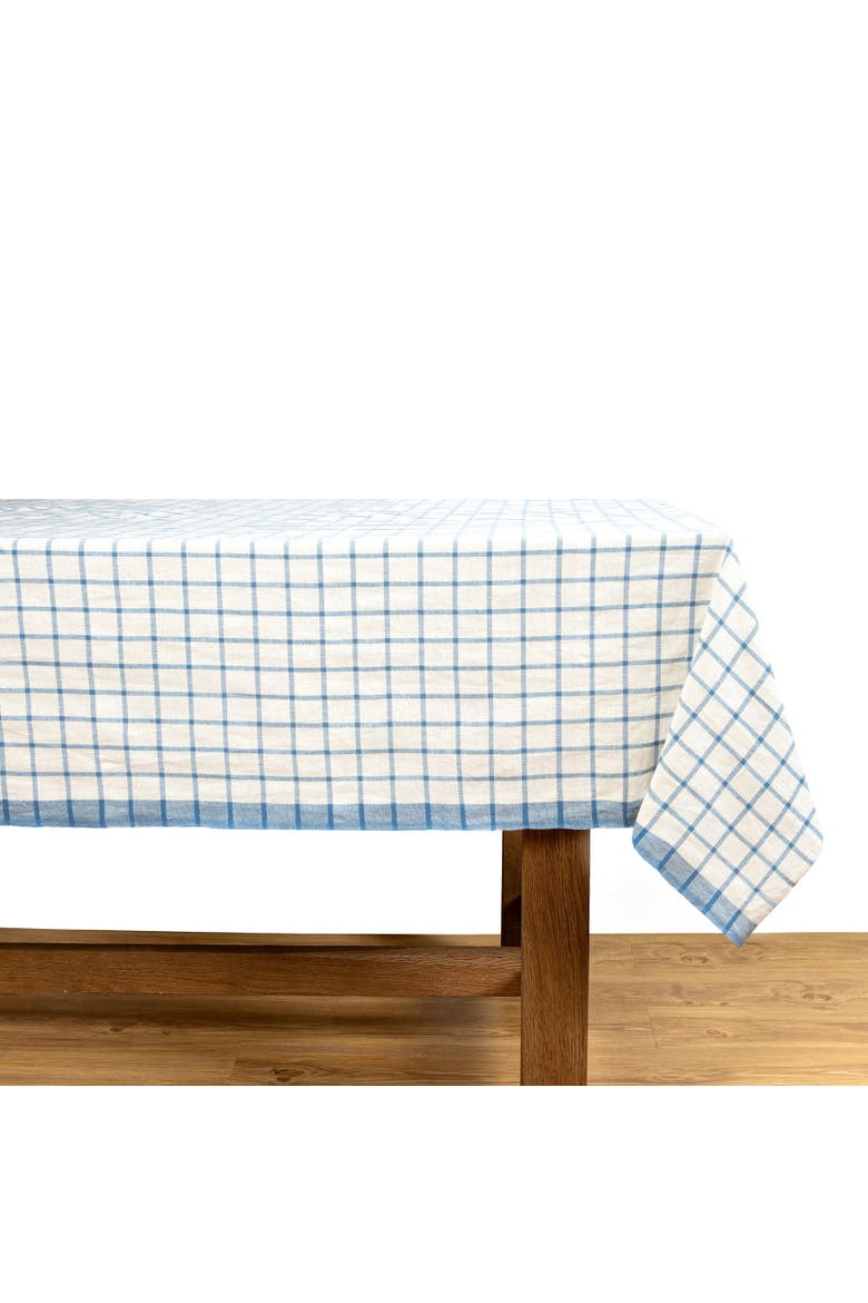 Windowpane Tablecloth, Alternate, color, Blue/Natural 60" x 60"