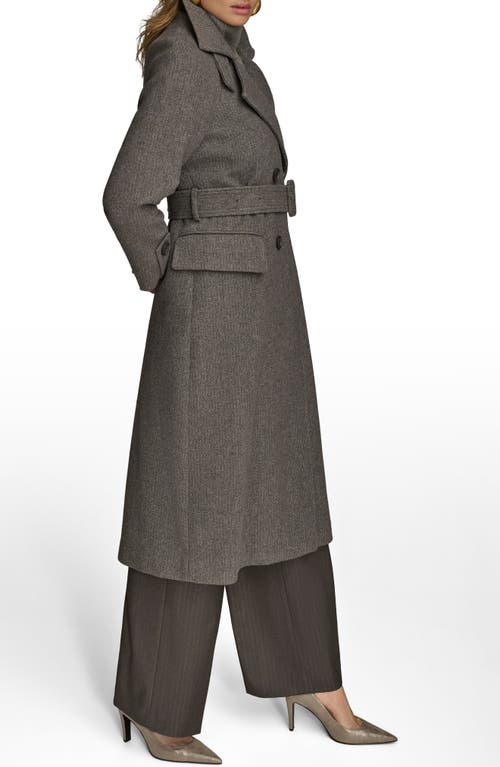 Donna Karan New York Convertible Collar Double Breasted Wool Blend Coat In Gray