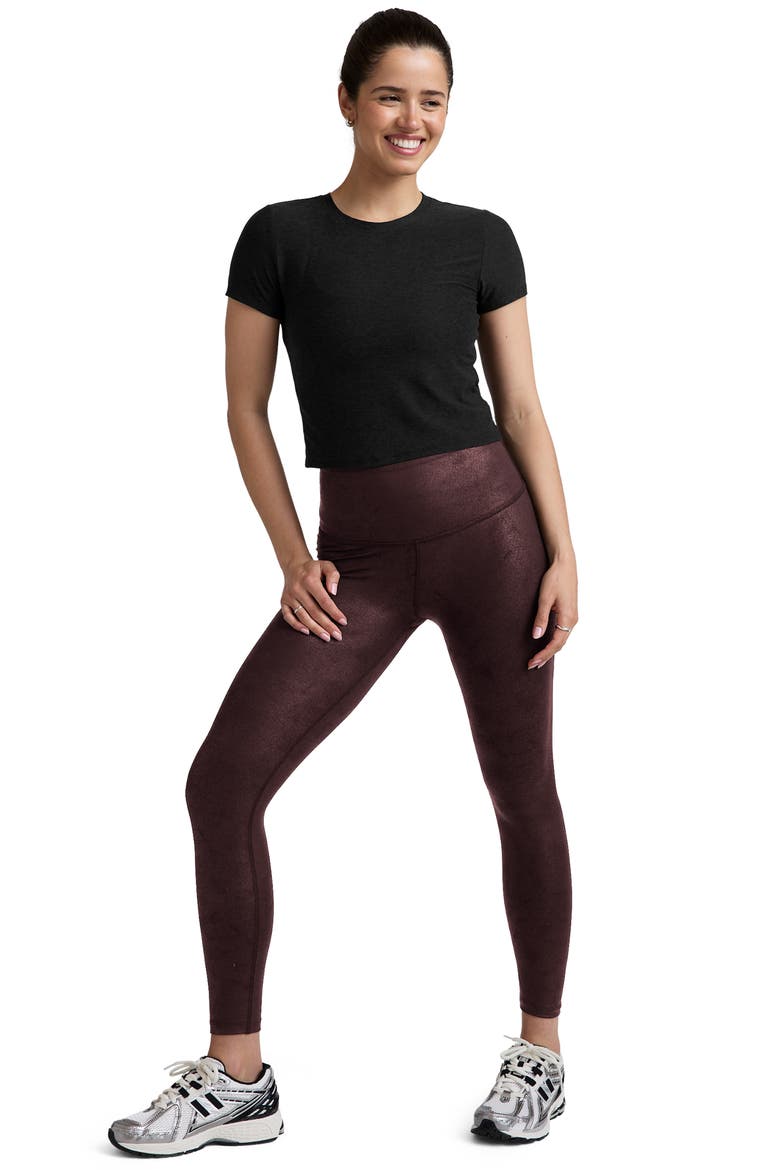 Luxe Leatherette High Waist Leggings, Alternate, color, CHERRY LEATHERETTE FOIL