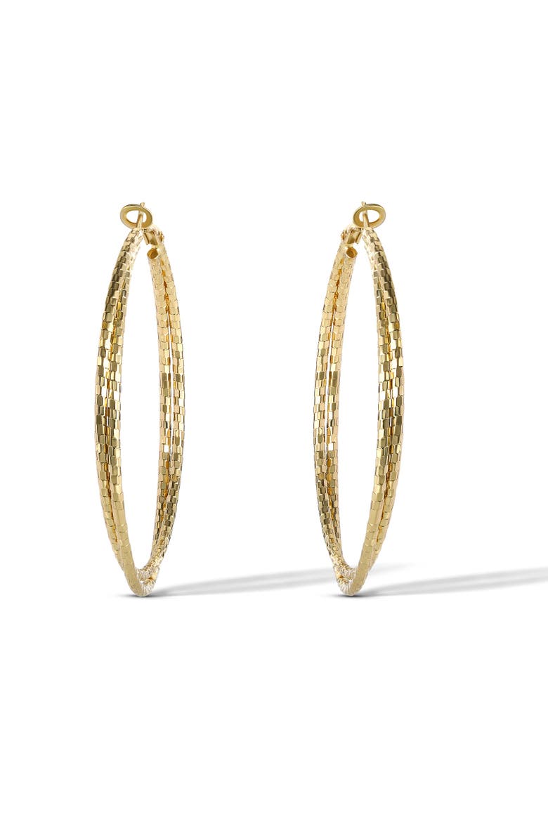 Womens Double Hoop Faceted Earrings, Alternate, color, Gold, silver
