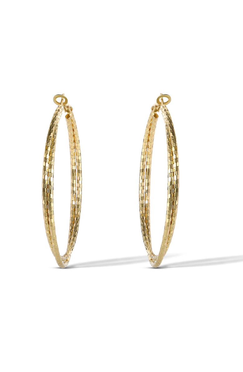 Jessica Simpson Womens Double Hoop Faceted Earrings, Alternate, color, Gold, Silver