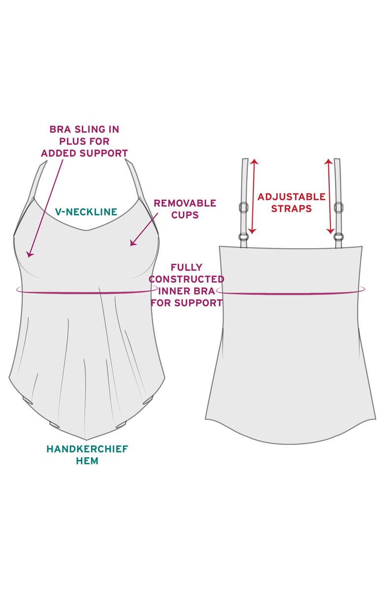 Trimshaper Hank Handkerchief Tankini Swimsuit Top, Alternate, color, Garden Variety