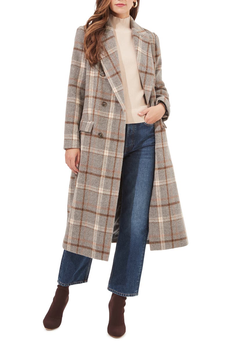 ASTR the Label Raquel Plaid Double Breasted Long Coat, Main, color,