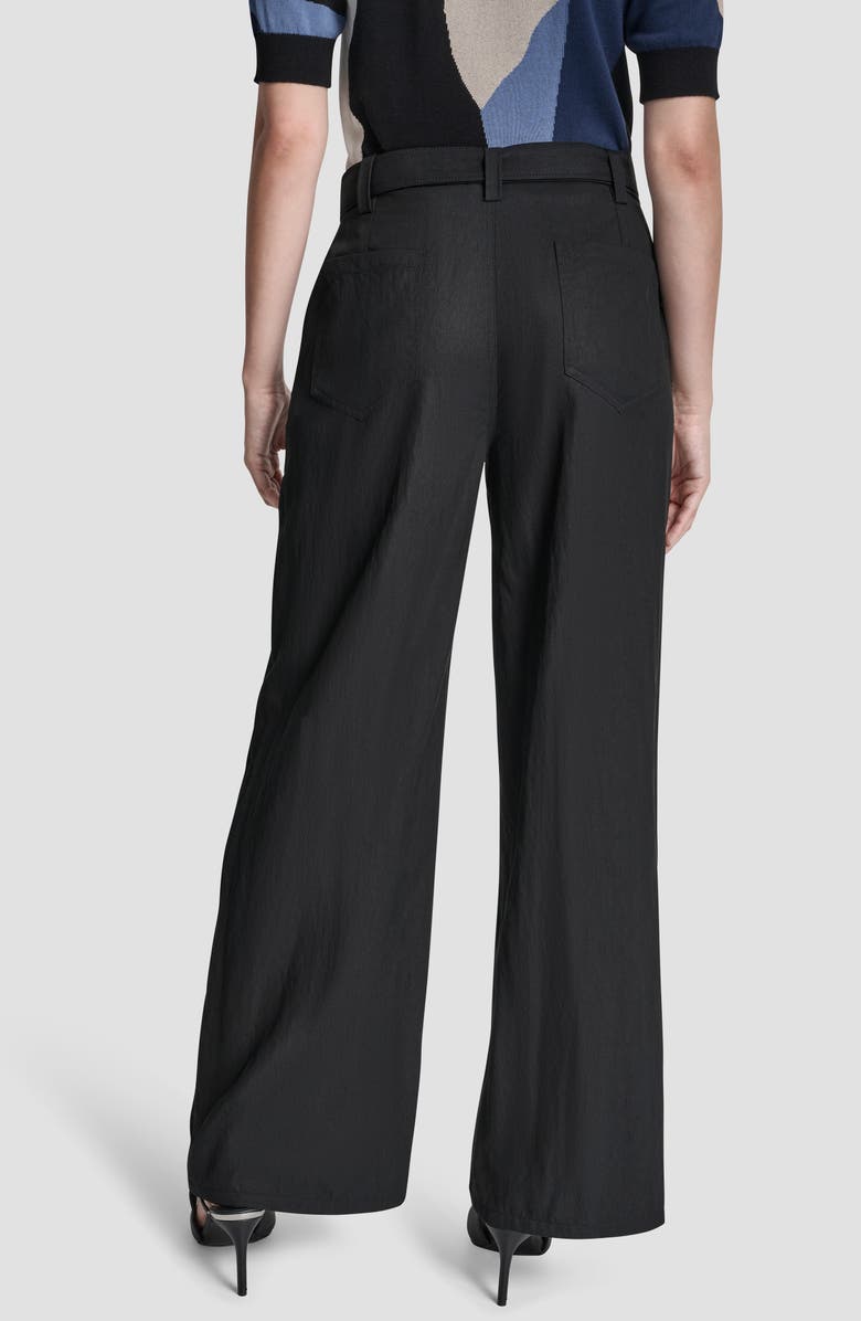 DKNY Belted Wide Leg Pants, Alternate, color, Black