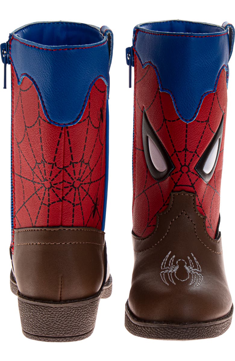 Spider-Man Cowboy Boots Boys Web-Slinger Western Style, Alternate, color, Brown Red