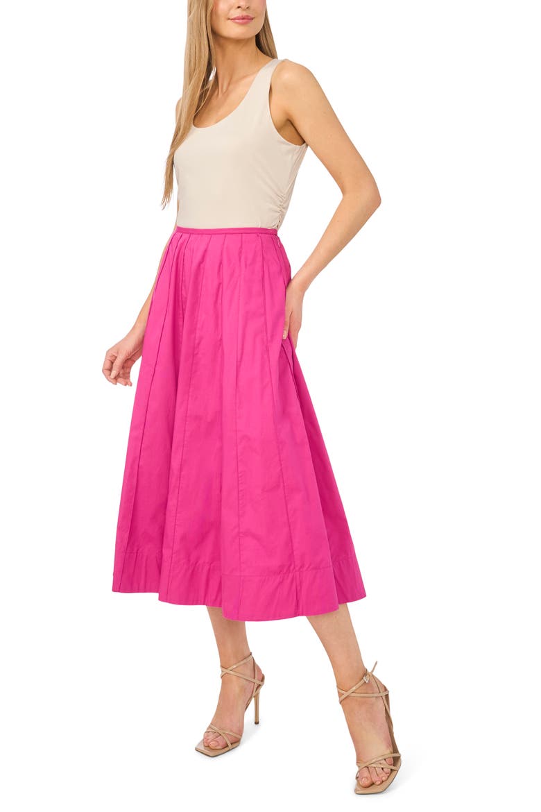 Pintuck Cotton Midi Skirt, Alternate, color, BRIGHT ORCHID
