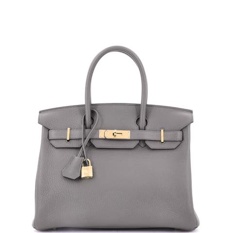 Birkin Handbag Grey Togo with Gold Hardware 30