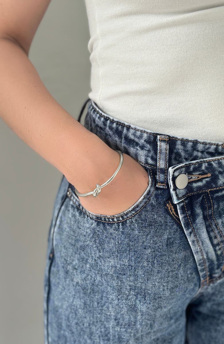 Adornia 14K Gold Plated Knot Cuff Bracelet, Alternate, color, Silver