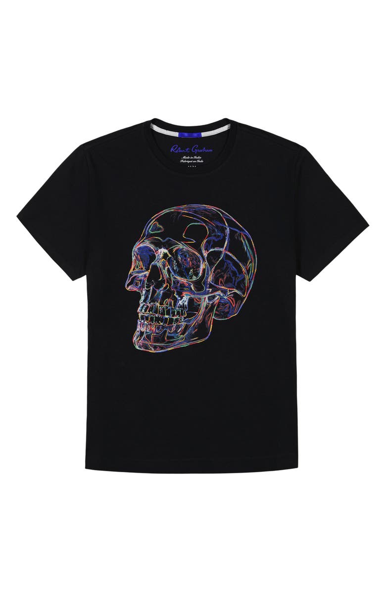 Robert Graham Glowing Skull Embroidered Cotton Graphic T-Shirt, Alternate, color, 