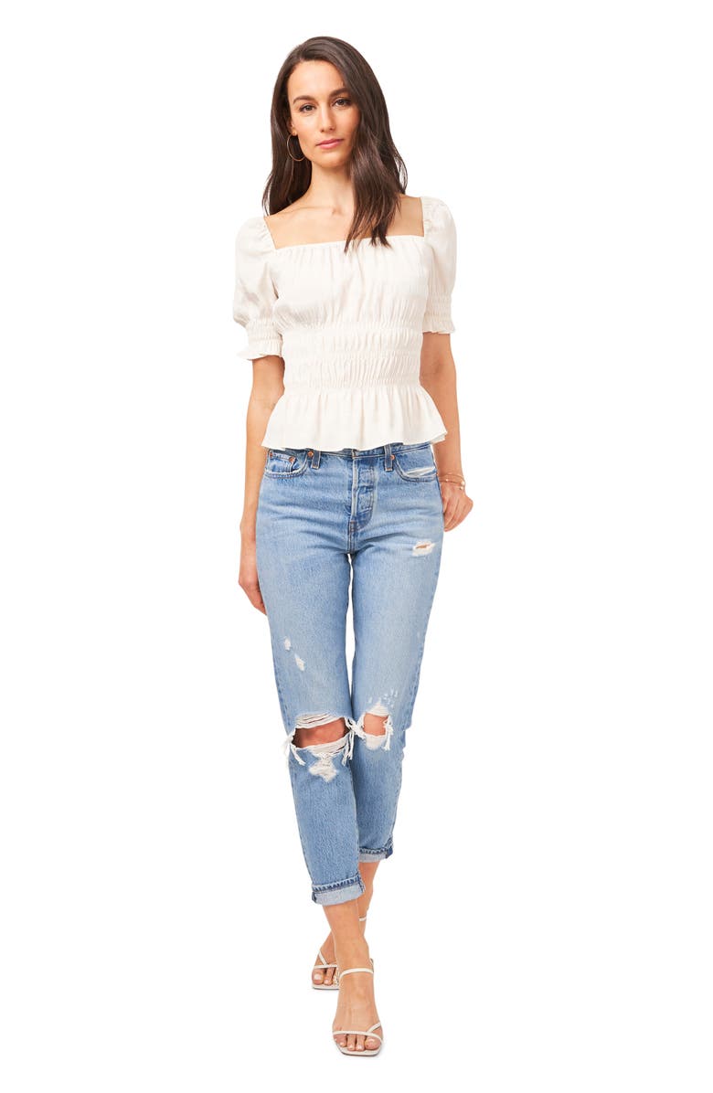 1.STATE Smocked Square Neck Top, Alternate, color, 