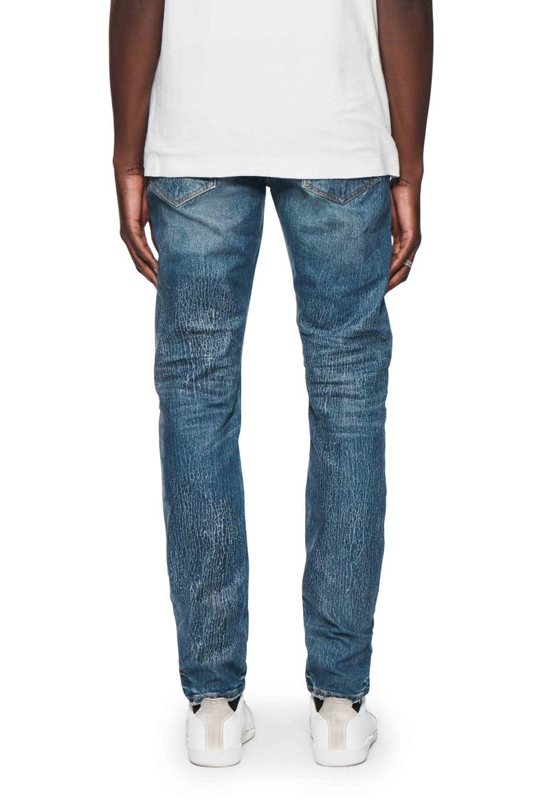 Crackle Coated Skinny Jeans, Alternate, color, MID INDIGO