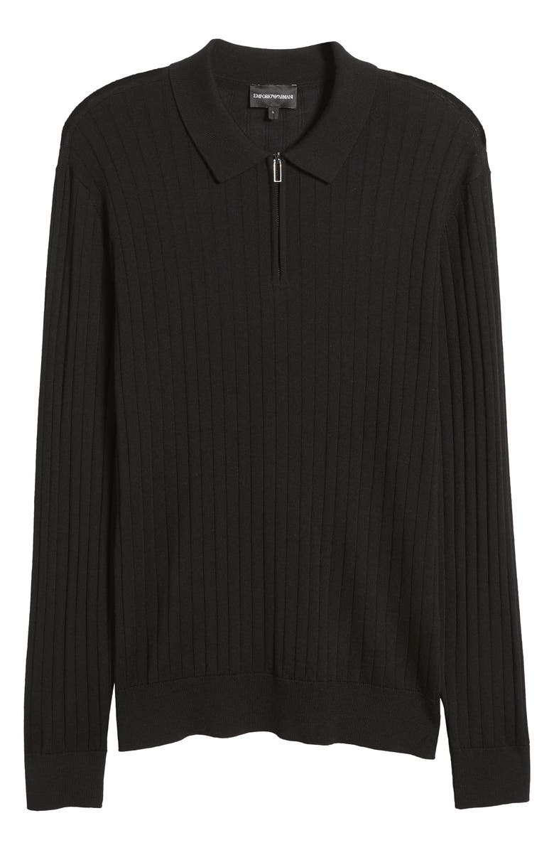 Emporio Armani Virgin Wool Rib Quarter Zip Sweater, Alternate, color, 