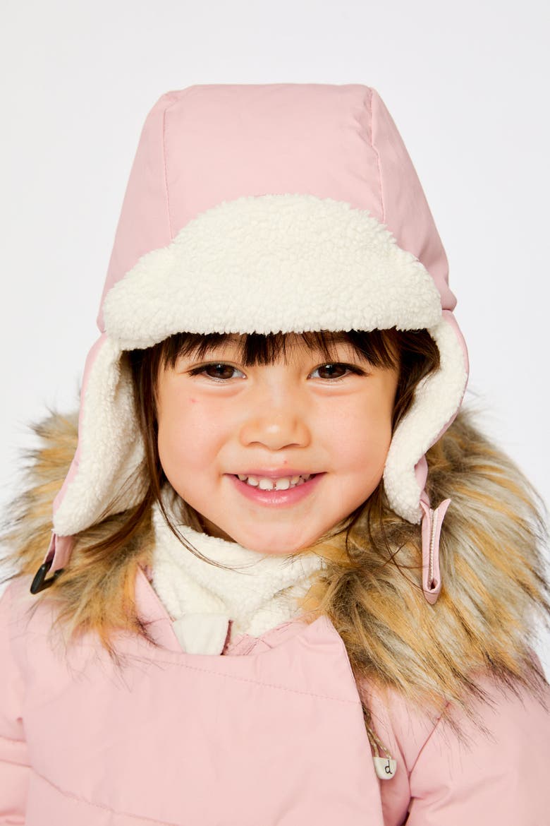 Lined Faux Fur Earflap Chin Strap Chapka, Alternate, color, Pale Dusty Pink